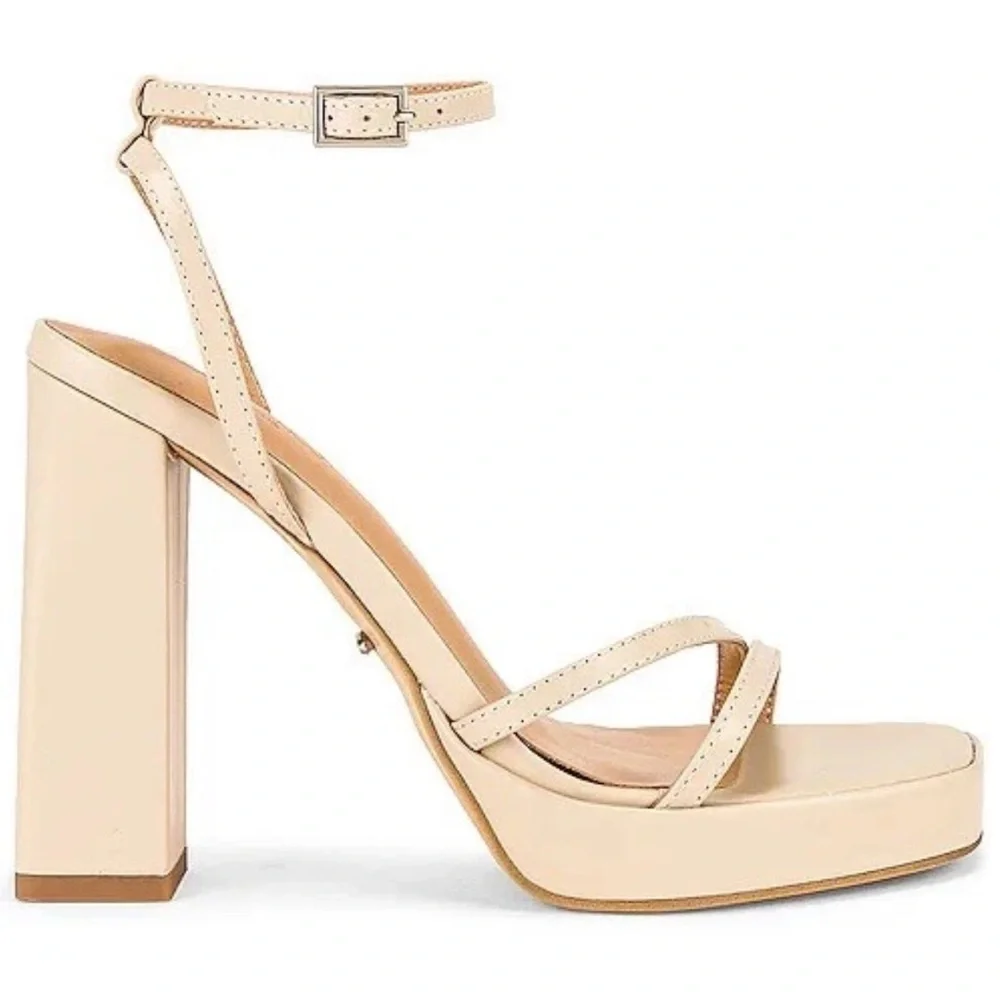 Tony Bianco Detroit Heels Platform Vanilla Capretto Cream 7 $210 - Picture 1 of 7